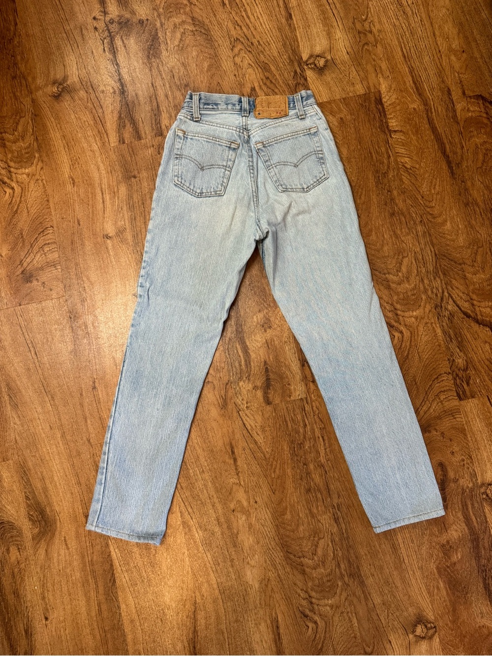 Re-Worked, Altered Vintage 501 Levi’s Jeans. 24. 100% cotton. Made in USA.